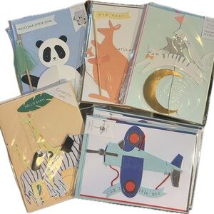 Baby cards assorted: panda/cat/airplane/kangaroo/animals-10cards/2ea design-NEW